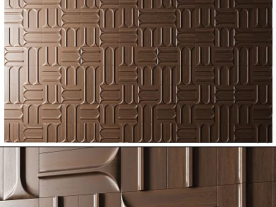 Geometric Pattern Decorative Wall Panel With 3D Wooden Texture And Modern Design 3d model