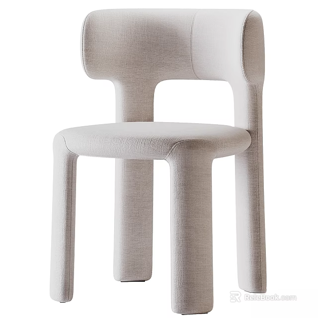 Modern Beige Fabric Single Chair With Unique Backrest And Sleek Contemporary Design 3d model 