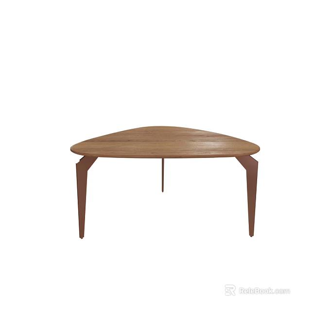 Natural Wood Triangular Coffee Table With Slender Legs And Modern Design 3d model