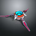 Circular Mechanical Component With Red White Fins And Blue Central Section