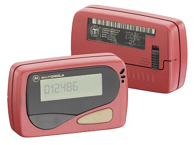 Red Motorola Pagers With Digital Screen Displaying 012486 Two Units 3d model