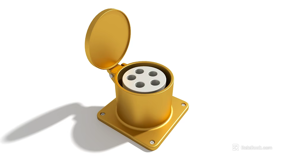 Golden Hardware Tool With Open Lid Metal Base And Multiple Holes 3d model 