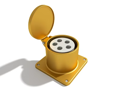 Golden Hardware Tool With Open Lid Metal Base And Multiple Holes 3d model