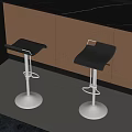 Modern Adjustable Bar Stools With Metal Base In Kitchen With Wooden Cabinets