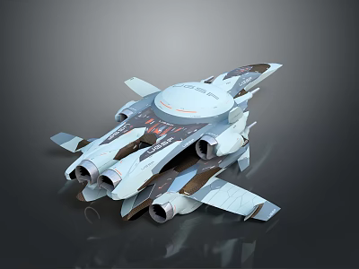 Futuristic Spaceship With Sleek Aerodynamic Design And Multiple Engines 3d model