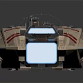 Futuristic Interstellar Spacecraft With Beige Red Stripes And Detailed Aerospace Structure