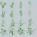 Decorative Ornament Set with Green Plant Leaves and Flowers for Home Decor