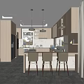 Modern Kitchen Interior Design With Island Counter Pendant Lights And Bar Stools