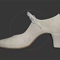 White Mary Jane Shoes With Buckle Strap And Medium Block Heel For Daily Casual Wear