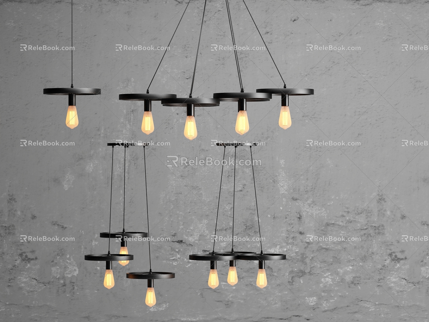 Industrial LOFT chandelier 3d model