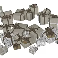 Toy Gift Shop Collection Of Elegant Gift Boxes With Decorative Bows And Stars