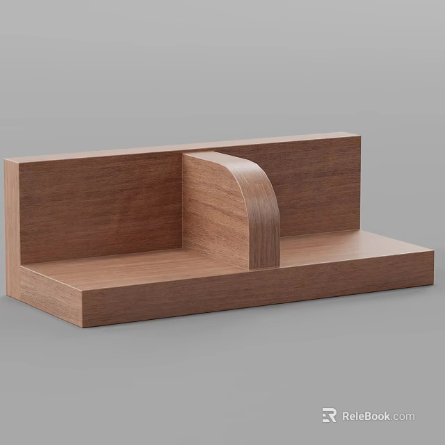 Wooden Storage Shelf With Simple Design And Functional Compartments For Home Organization 3d model 