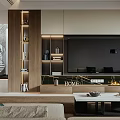 Modern Living Room Interior Design With TV Wall Sofa Coffee Table And Fireplace