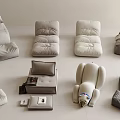 Modern Lazy Sofa Single Sofa Casual Sofa Fabric Single Sofa Bean Bag Sofa Lying Bear Sofa 3d model