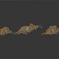 Broken Stone Pillars With Gray Body And Orange Sections Surrounded By Debris