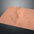Square Tan Terrain Model With Mountain Ridges And Valley Undulations On Dark Background 3d model