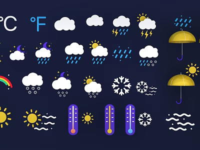 Weather Icons Modern Icons 3d model