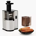 Stainless Steel Electric Juicer With Fresh Carrots And Storage Container
