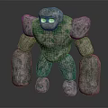 Mystical Rock Giant Character With Glowing Eyes As Stone Creature Design
