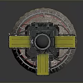 Industrial Tower Equipment with Gray Main Body Yellow Components and Red Base