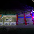 Vibrant Purple Concert Stage Design With LOGO Display And Lighting Effects