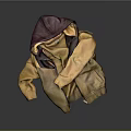 Casual Hooded Jacket With Brown And Purple Color And Zipper Closure