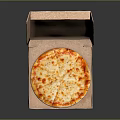 Open Brown Cardboard Pizza Box With Freshly Baked Cheese Pizza Inside