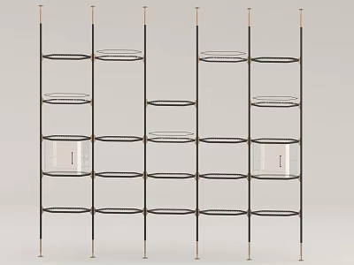 Modern Open Bookcase With Black Metal Frame And Glass Shelves Design 3d model