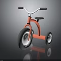 Orange Children's Tricycle With White Wheels Black Handlebars And Seat