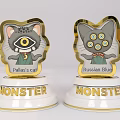 Monster Themed Trophies With Pallas's Cat And Russian Blues Cat Figures