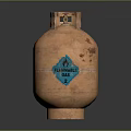 Rusty Orange Gas Cylinder With Flammable Gas Label For Household Daily Use