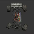 Off Road RC Car Chassis With Large Wheels And Colorful Electronic Wiring