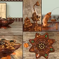 Handcrafted Root Carving Tea Table With Natural Wood Artistic Design And Carved Details