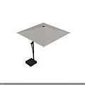 Garden Landscape With Outdoor White Canopy Umbrella And Brown Metal Stand