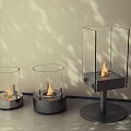 Stylish Glass Enclosed Fireplaces with Different Base Designs and Burning Flames for Modern Home Decor