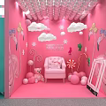 Nova Trendy Toys Store Photo Check-in Spot With Pink Green Decorations And Balloons