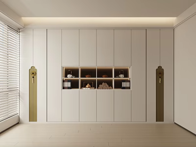 Modern White Bookcase With Open Display Shelves And Decorative Items Design 3d model