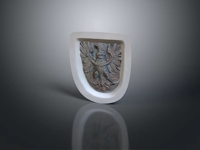 Ornate Shield Shaped Weapon With Intricate Eagle Design And Decorative Edges 3d model