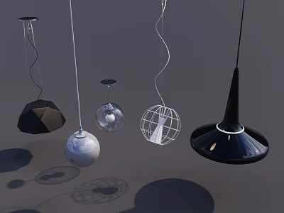Modern Pendant Lights with Various Geometric Shapes and Contemporary Designs for Interior Decor 3d model