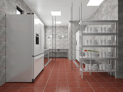 Modern Kitchen Hotel Kitchen 3d model