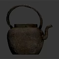 Traditional Rustic Iron Kettle as Essential Daily Use Appliance with Classic Design and Curved Handle