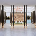 Elegant Modern Sales Office Interior With Reception Area Map Display And Marble Floor