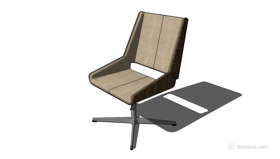 Light Brown Fabric Office Chair With Modern Design And Metal Five Star Base 3d model 