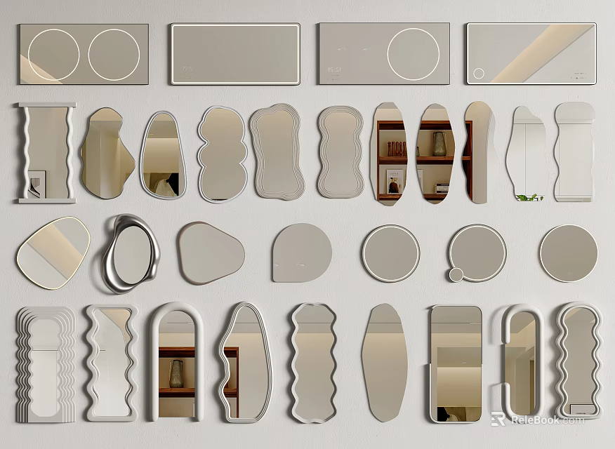 Various Shapes Of Stylish Decorative Mirrors For Modern Home Interior Design 3d model 