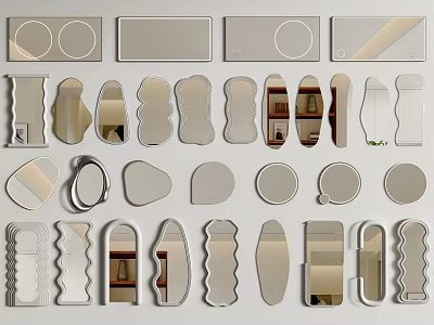 Various Shapes Of Stylish Decorative Mirrors For Modern Home Interior Design 3d model