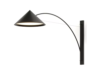 Modern Minimalist Wall Lamp With Conical Lampshade And Arched Bracket 3d model