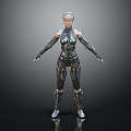 Futuristic Biomechanical Character With Cybernetic Armor And Metallic Full Body Suit
