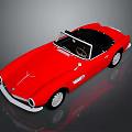 Red BMW Classic Convertible Car With Open Top And Retro Design