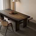 Modern Dining Table and Chair Combination Middle Ancient Dining Table and Chair New Chinese Dining Table and Chair Solid Wood Dining Table and Chair 3d model