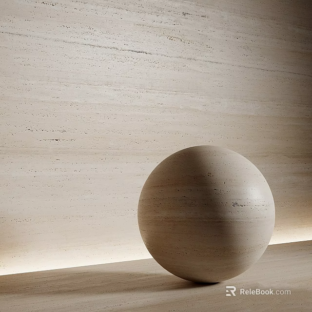 Elegant Beige Stone Sphere Component In Interior Against Beige Stone Wall On Countertop 3d model 